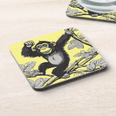 Niedlicher Schimpanse auf den Filialgrüßen Getränkeuntersetzer (Linke Seite)