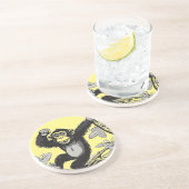 Niedlicher Schimpanse auf den Filialgrüßen Getränkeuntersetzer (Seite)