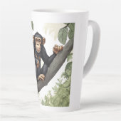 Niedlicher Schimpanse auf den Filialgrüßen Milchtasse (Rechte Ecke)