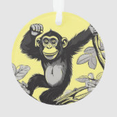 Niedlicher Schimpanse auf den Filialgrüßen Ornament (Rückseite)
