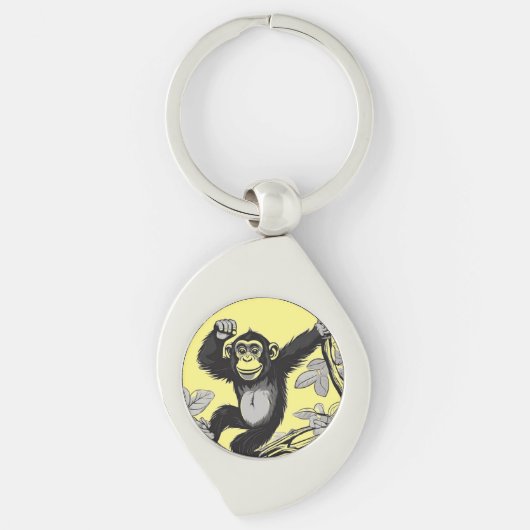 Niedlicher Schimpanse auf den Filialgrüßen Schlüsselanhänger (Vorderseite)