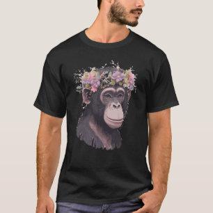 Niedlicher Schimpanse Blume Kronplatz Ape T-Shirt