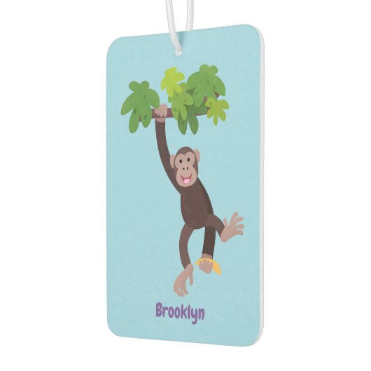 Niedlicher Schimpanse im Dschungel hängender Carto Autolufterfrischer (Links)