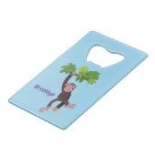 Niedlicher Schimpanse im Dschungel hängender Carto Geldbeutel Flaschenöffner (Vorderseite Schrägansicht)