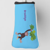 Niedlicher Schimpanse im Dschungel hängender Carto Golf Headcover (Rotieren 90)