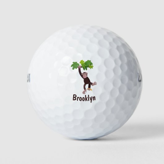 Niedlicher Schimpanse im Dschungel hängender Carto Golfball (Vorderseite)