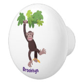 Niedlicher Schimpanse im Dschungel hängender Carto Keramikknauf (Rechts)