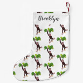 Niedlicher Schimpanse im Dschungel hängender Carto Kleiner Weihnachtsstrumpf (Rückseite)