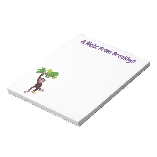 Niedlicher Schimpanse im Dschungel hängender Carto Notizblock (Rotiert)