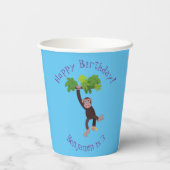 Niedlicher Schimpanse im Dschungel hängender Carto Pappbecher (Rückseite)