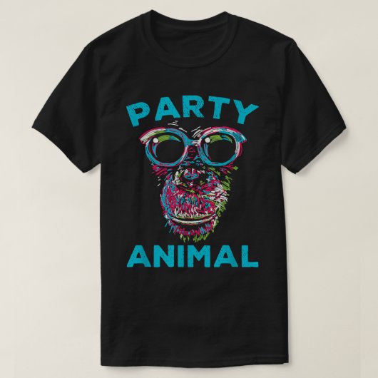 Niedlicher Schimpanse Party tierisches Lover farbi T-Shirt (Design vorne)