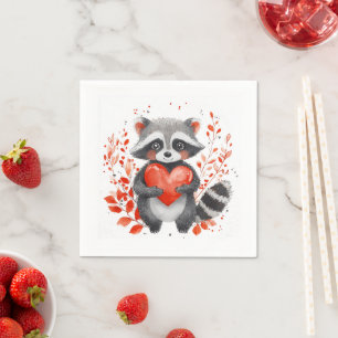niedlicher Schlacke mit Herz für den Valentinstag Serviette