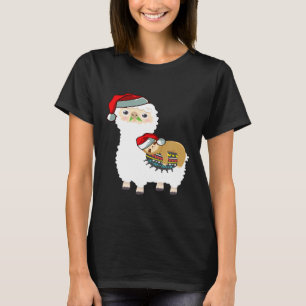 Niedlicher Schlaf auf Llama Alpaca I Xmas Christ T-Shirt