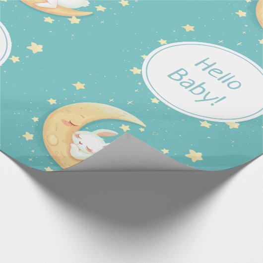 Niedlicher Schlaf-Bunny auf dem Mond Geschenkpapier (Ecke)