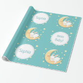 Niedlicher Schlaf-Bunny auf dem Mond Geschenkpapier (Ungerollt)