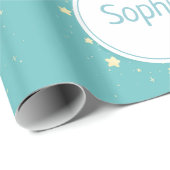 Niedlicher Schlaf-Bunny auf dem Mond Geschenkpapier (Rolleneckpunkt)