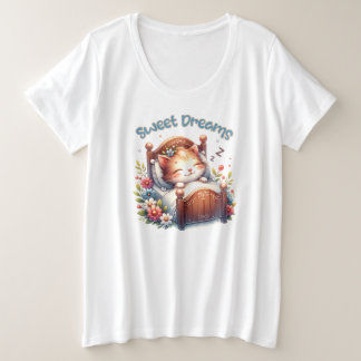 Niedlicher Schlaf Kätzchen Träume Träume Kinderzim Große Größe T-Shirt