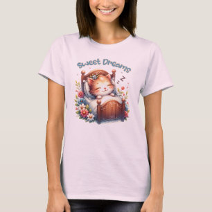 Niedlicher Schlaf Kätzchen Träume Träume Kinderzim T-Shirt