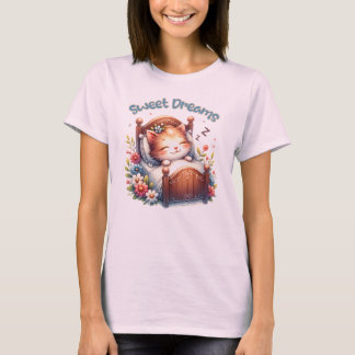 Niedlicher Schlaf Kätzchen Träume Träume Kinderzim T-Shirt