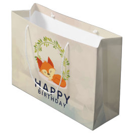 Niedlicher Schlaf Orange Fox Happy Birthday Große Geschenktüte