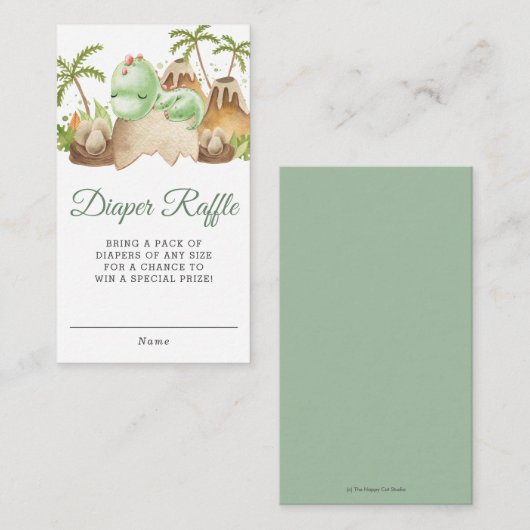 Niedlicher Schlafdinosaurier Kinderdusche Windelwa Begleitkarte (Vorne/Hinten)