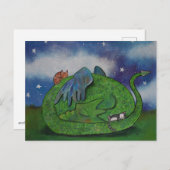 Niedlicher Schlafdrache und Katzen Postkarte (Vorne/Hinten)