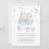 Niedlicher SchlafElefant Es ist eine Kinderdusche Einladung (Vorderseite)