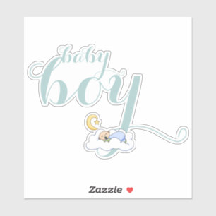 Niedlicher schlafender Baby Blue Typografy Kinderz Aufkleber