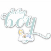 Niedlicher schlafender Baby Blue Typografy Kinderz Aufkleber (Vorderseite)