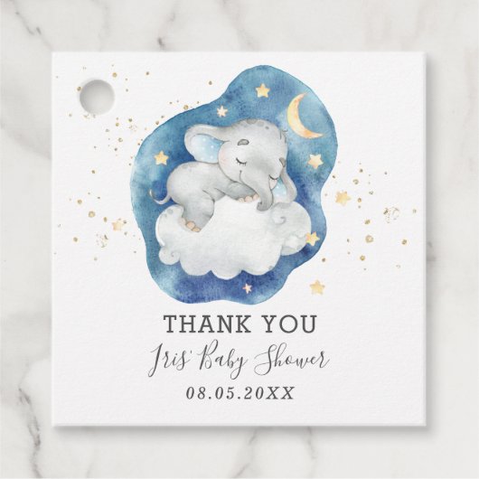 Niedlicher schlafender Elephant Stars Baby Boy Dan Geschenkanhänger (Vorderseite)