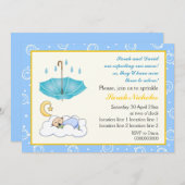 Niedlicher schlafender Junge, der blau und gelb st Einladung (Vorne/Hinten)