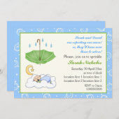 Niedlicher schlafender Junge, der blau und grün st Einladung (Vorne/Hinten)