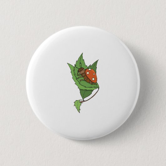 niedlicher schlafender kleiner Ladybug Button (Vorderseite)