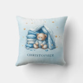 Niedlicher schlafender Teddybär in der Babykrippe Kissen (Rückseite)