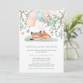 Niedlicher Schlaffox Ballon Aquamarin Virtual Baby Einladung (Stehend Vorderseite)