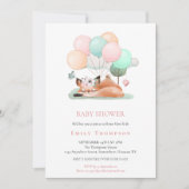 Niedlicher Schlaffox Ballon Motif Pink Babydusche Einladung (Vorderseite)