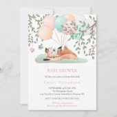 Niedlicher Schlaffox Ballon Pink Babydusche Einladung (Vorderseite)