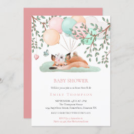 Niedlicher Schlaffox Ballon Pink Babydusche Einladung