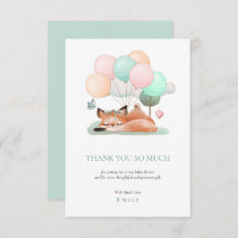 Niedlicher Schlaffox Balloons Motif Aquamarin Baby Dankeskarte