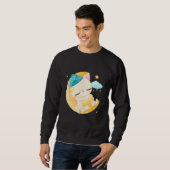 Niedlicher Schlafmond Kitten Illustration Sweatshirt (Vorne ganz)