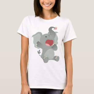 Niedlicher schläfriger Cartoon-Elefant-Frauen-T - T-Shirt