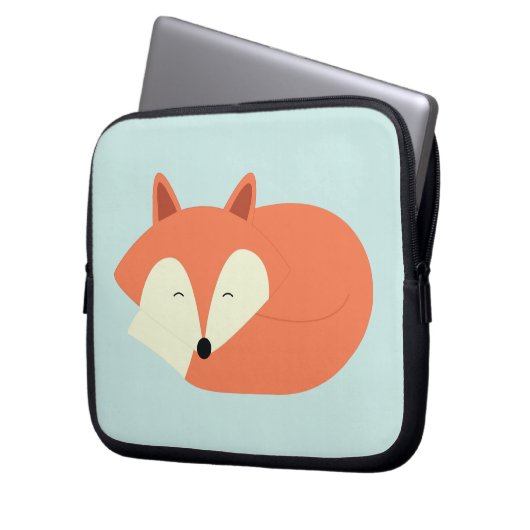 Niedlicher schläfriger roter Fox Laptopschutzhülle (Vorderseite Links)