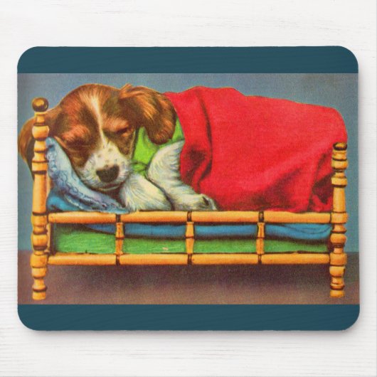 niedlicher schläfriger Welpe Mousepad (Vorne)