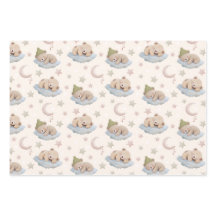 Niedlicher Schlafteddybär mit Sternen und Mond