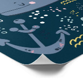 Niedlicher Schlafwal unter Wasser Doodle Poster (Ecke)