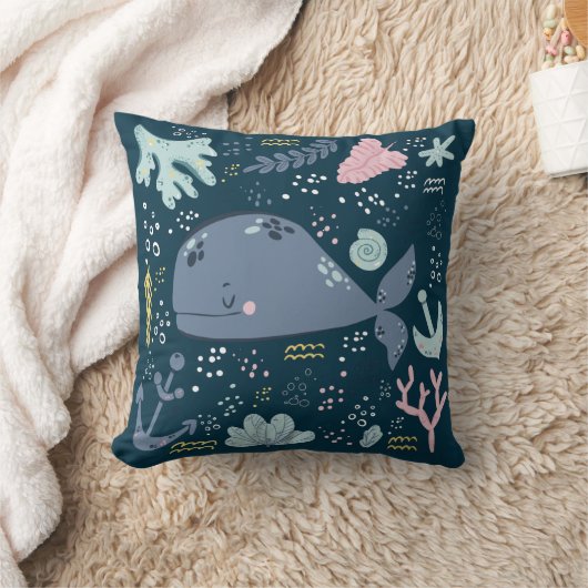 Niedlicher Schlafwal Unterwasserdoodle Kissen (Decke)