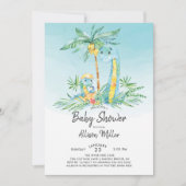 Niedlicher Schlag Dinosaur Kinderdusche Einladung (Vorderseite)