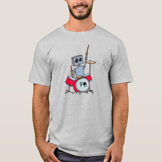 Niedlicher Schlagzeuger-Roboter-T - Shirt (Vorderseite)
