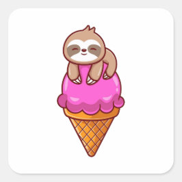 Niedlicher Schlamm auf Eiscreme Quadratischer Aufkleber