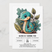 Niedlicher Schlange Kindergeburtstag Einladung (Vorne/Hinten)